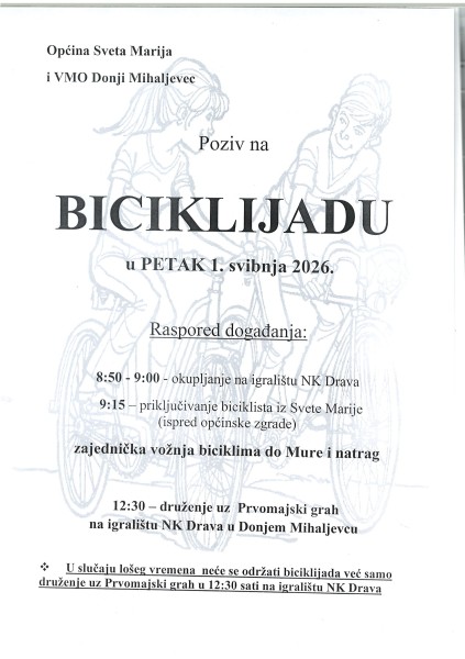 Poziv na Prvomajsku biciklijadu