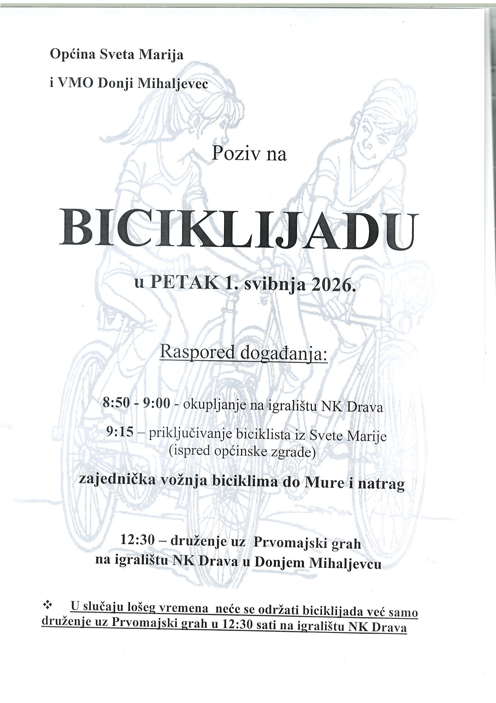 Poziv na Prvomajsku biciklijadu